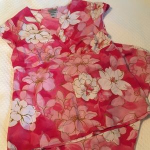 Pink and Gold flower 2 piece PJ set